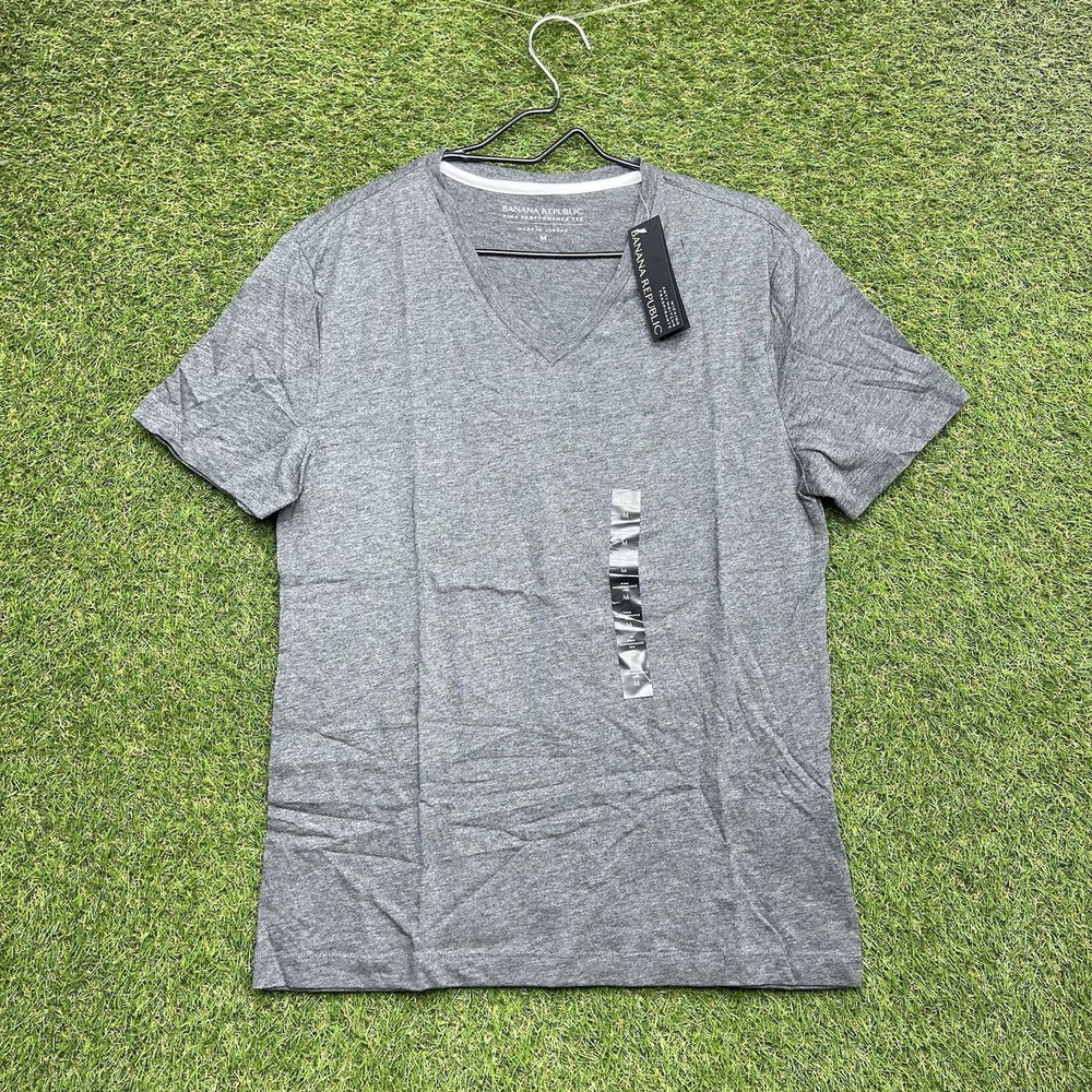 Banana Republic Shirt Mens Medium Pima Performance Stretch Tee Short Sleeve Grey